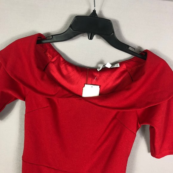 The Vanity Room Women Off Shoulder Dress Size XS Red Zip Close Unlined - Picture 4 of 11